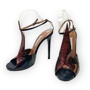 Tabitha‎ Simmons Pearlized Ombre Snake Ankle Strap Heels, Size 38EU